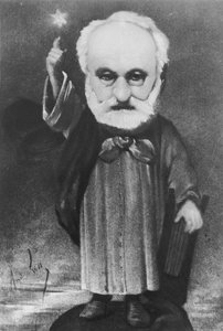 जादूगर के रूप में विक्टर ह्यूगो (1802-85) का कैरिकेचर द्वारा एंड्रयू गिल