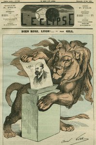 अच्छा रग्बी, ल्यों! , रोन के प्रतिनियुक्त आर्थर रांक (1831-1908) के चुनाव के लिए कार्टून। गिल द्वारा "" L'Eclipse"" में कवर, मई १८ द्वारा एंड्रयू गिल