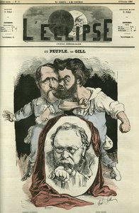 लेस पीपल्स, क्लेमेंट ड्यूवर्नोइस (1836-1879), पियरे-जोसेफ प्राउडॉन (1809-1865), और जूल्स वैलेस (1832-1885), लेखकों और राजनेताओं के साथ। गिल द्वारा "" L'Eclipse" में कवर, फरवरी २१