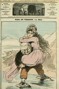 एडॉल्फ थियर्स (1797-1877) का पोर्ट्रेट, फ्रांसीसी इतिहासकार और राजनीतिज्ञ, "पॉल एट वर्जिनी" (गणराज्य) में प्रतिनिधित्व करते हैं। गिल द्वारा "" L'Eclipse" में कवर करें, 7 नवंबर द्वारा एंड्रयू गिल