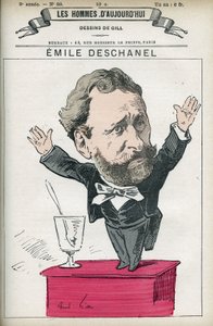 एमिल डेसचनेल (1819-1904), फ्रांसीसी लेखक और राजनीतिज्ञ और पॉल डेसचेल के पिता (1855-1922), 1920 में फ्रांसीसी गणराज्य के राष्ट्रपति का पोर्ट्रेट। गिल, पेरिस द्वारा कार्टून। द्वारा एंड्रयू गिल