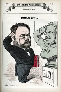 एमिल ज़ोला का पोर्ट्रेट (1840-1902), फ्रेंच मैन ऑफ़ लेटर। गिल, पेरिस द्वारा कैरिकेचर। द्वारा एंड्रयू गिल