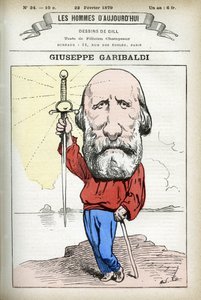 गुइसेपे गैरीबाल्डी का पोर्ट्रेट (1807-1882), इतालवी राजनीतिज्ञ। गिल द्वारा कार्टून, "लेस होमे डी'टुडे", पेरिस में द्वारा एंड्रयू गिल