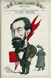 जूल्स रोश का पोर्ट्रेट (1841-1923), एक फ्रांसीसी राजनीतिज्ञ, वह 1890 से 1892 तक प्रतिनियुक्त और व्यापार और उद्योग मंत्री थे। गिल, पेरिस द्वारा कार्टून। द्वारा एंड्रयू गिल