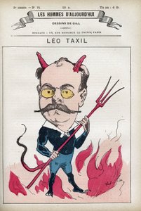लियो टैक्सिल का पोर्ट्रेट (1854-1907), फ्रांसीसी लेखक और एक प्रसिद्ध चकमा के लेखक जो पोप और फ्रांस के ईव्स को पाइगेट करते हैं। गिल, पेरिस द्वारा कार्टून। द्वारा एंड्रयू गिल