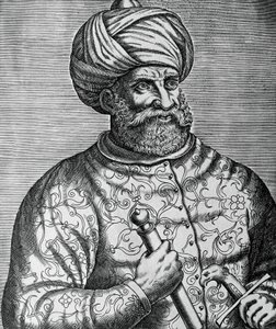खैर अल-दीन का पोर्ट्रेट, जिसे बारब्रोसा (1465-1546), तुर्की कोर्सेर और एडमिरल के नाम से जाना जाता है, आंद्रे थेवेट (1502-1590) द्वारा उकेरा गया है। द्वारा आंद्रे तिवेट