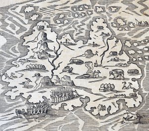 आंद्रे थेवेट (1504-1592), पेरिस द्वारा यूनिवर्सल कॉस्मोलॉजी से उत्कीर्ण ट्रिनिटी द्वीप द्वारा आंद्रे तिवेट