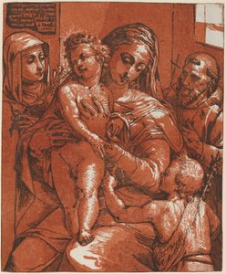 संतों के साथ मैडोना और बच्चा द्वारा Andrea Andreani after Jacopo Ligozzi