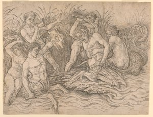 समुद्री देवताओं की लड़ाई, दाहिना आधा भाग द्वारा Andrea Mantegna