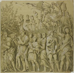 जूलियस सीज़र की जीत: कैनवास नंबर VII द्वारा Andrea Mantegna