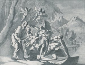 मिस्र में उड़ान पर आराम, 1740-71। द्वारा एंड्रिया स्केशियाटी