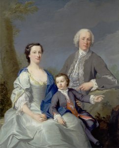 सर रॉबर्ट और लेडी स्मिथ अपने बेटे, हर्वे, c.1738-39 (कैनवास पर तेल) के साथ