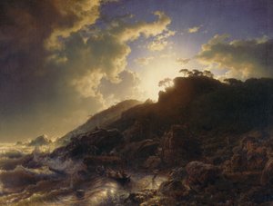 सिसिली के तट पर एक तूफान के बाद सूर्यास्त, 1853।