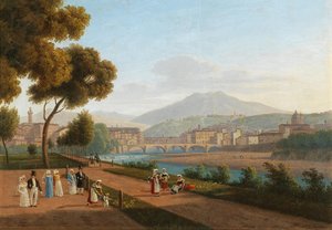 फ्लोरेंस, पोंटे वेक्चिओ का दृश्य, 1826।
