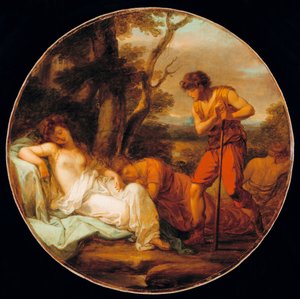"" Cimon et Iphigenie "" (Cymon and Iphigenia) एंजेलिका कॉफ़मैन द्वारा पेंटिंग (1741-1807) कैनवास पर तेल लगभग 1780 Diam 62 सेमी निजी संग्रह द्वारा एंजेलिका कॉफ़मैन