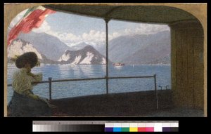 1915 में मैगीगोर झील पर एक नाव द्वारा एंजेलो मोरबेली