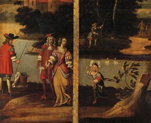 चार गुना डबल साइडेड स्क्रीन, c.1700