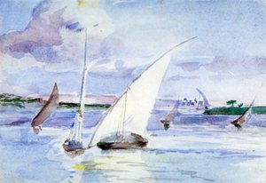 सेलिंग बोट्स के साथ एक झील, c1864-1930