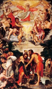 एनीबेल कार्रेसी द्वारा मसीह का बपतिस्मा (1560-1609), कैनवास पर तेल, सैन ग्रेगोरियो का चर्च और सैन सिरो, बोलोग्ना द्वारा एनीबेल कार्रेसी