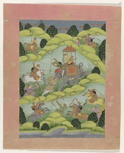 राजपूत राजकुमार शेर के शिकार पर द्वारा गुमनाम