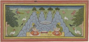 दो पक्षी पहाड़ पर बैठकर पवित्र पाठ पढ़ रहे हैं द्वारा गुमनाम