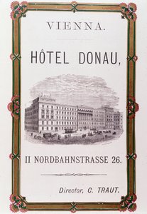 वियना में Hotel Donau के लिए विज्ञापन पोस्टर। ऑस्ट्रिया 1874 निजी संग्रह द्वारा अनाम अनाम