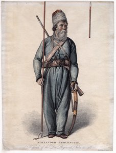 अलेक्जेंडर ज़ेमल्यानुखिन, डॉन रेजिमेंट के कोसैक - बेनामी - सीए 1813 - नक़्क़ाशी, जल रंग - 34,3x25,3 - निजी संग्रह द्वारा अनाम अनाम