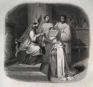 अवतार की धन्य मैरी (दाढ़ी जीन एवरिलोट) (1566-1618) फ्रांसीसी रहस्यवादी ने 1614 में कार्मेलाइट का घूंघट प्राप्त किया। 1846 से "संतों के जीवन" में उत्कीर्णन। निजि संग्रह। द्वारा अनाम अनाम