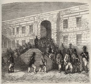 19वीं सदी में ब्रेस्ट की जेल। पियरे ज़ैकोन (1817-1895) (कोलोनिया पेनेल - दंड कॉलोनी) द्वारा "उनके निर्माण से लेकर आज तक दोषियों का इतिहास" (1877) में उत्कीर्णन। निजि संग्रह। द्वारा अनाम अनाम