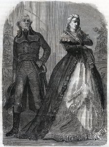 चार्ल्स फ्रेंकोइस डु पेरियर डिट डुमौरिज (1739-1823), क्वीन मैरी एंटोनेट (1755-1793) के साथ फ्रांसीसी जनरल। एडोल्फ थियर्स द्वारा "हिस्टोइरे डे ला रेवोल्यूशन फ़्रैंकाइज़" में 1866 से उत्कीर्ण निजि संग्रह। द्वारा अनाम अनाम
