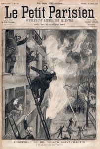 पेरिस का फायरमैन: बुलेवार्ड सेंट-मार्टिन की आग के दौरान बचाव दृश्य। 1891 से "" ले पेटिट पेरिसियन "" में उत्कीर्णन। निजी संग्रह। द्वारा अनाम अनाम