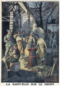प्रथम विश्व युद्ध 1914-1918 (युद्ध 14-18)। मोर्चे पर सैनिकों के संत एलोई (संत-एलोई) का उत्सव। ये सभी पार्टी के लिए एक ग्लास रेड वाइन पीते हैं। 3/12/1916 को "" ले पेटिट जर्नल" में। निजि संग्रह द्वारा अनाम अनाम