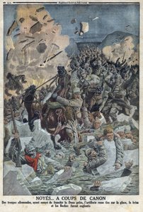 प्रथम विश्व युद्ध 1914-1918 (युद्ध 14-18)। जर्मन सेना डूना जिले नदी को पार करने की कोशिश करती है लेकिन रूसी तोपखाने ने बर्फ पर एक बंदूक से गोलीबारी की और जर्मन सेना (पाठ में उपनाम बोचे) को "द पेटिटी जर्नल" में डुबो दिया। द्वारा अनाम अनाम