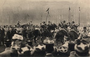 प्रथम विश्व युद्ध 1914-1918: फ्रांस के राष्ट्रपति रेमंड पॉइनकेयर (1860-1934) और परिषद के अध्यक्ष, जॉर्जेस क्लेमेंस्यू (1841-1929) की 8 दिसंबर को मेट्ज़ की यात्रा द्वारा अनाम अनाम