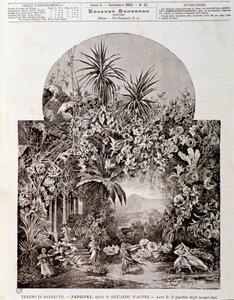 वैगनर द्वारा ओपेरा पारसिफल के लिए चित्रण, 1882 में बेयरुथ के थिएटर में प्रस्तुत किया गया था द्वारा अनाम अनाम