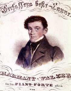 जोहान स्ट्रॉस सीनियर (1804 - 1849)। एक स्कोर पर पोर्ट्रेट। द्वारा अनाम अनाम