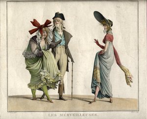 लेस Merveilleuses, बेनामी। कॉपर उत्कीर्णन, जल रंग द्वारा अनाम अनाम