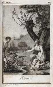 लेटो, लेटोन, लैटोना, चार्ल्स अल्बर्ट डेमोस्टियर (1760-1801) द्वारा "" लेटर्स टू एमिली ऑन माइथोलॉजी "" में 1819 का उत्कीर्णन। निजि संग्रह। द्वारा अनाम अनाम
