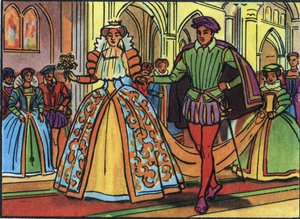 1558 में मैरी इरे स्टुअर्ट (1542-1587) और फ्रेंकोइस II (1544-1560) का विवाह। "" फ्रांस के राज्य के प्रमुखों और प्रमुखों का संग्रह "" में बेनामी चित्रण। 20 वीं सदी। निजि संग्रह। द्वारा अनाम अनाम
