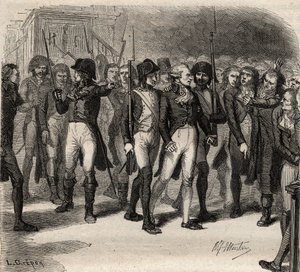 मैक्सिमिलियन रोबेस्पिएरे और उनके सह-अभियुक्त को 1794 में कन्वेंशन में गिरफ्तार किया गया - मैक्सिमिलियन रोबेस्पियरे एट सेस सह-आरोपेस ए ला कन्वेंशन एन 1794 - - अल्फोंस डी लैमार्टाइन (1790-1869) 1865-1866 द्वारा "हिस्टोइरे डेस गिरोंडिन्स" में उत्कीर द्वारा अनाम अनाम
