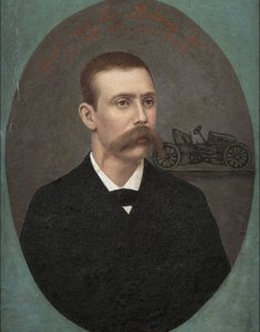 "" फ्रांसीसी रेसर हेनरी फोरनियर (1871-1919) का पोर्ट्रेट "" बेनामी पेंटिंग 1901 निजी संग्रह द्वारा अनाम अनाम