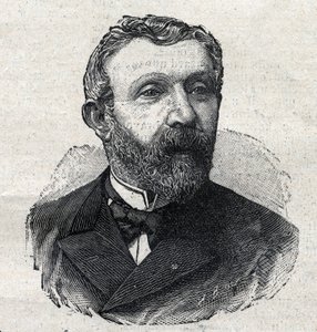 अल्फ्रेड मेज़िएरेस (1826-1915) का पोर्ट्रेट, फ्रांसीसी साहित्यिक इतिहासकार, पत्रकार और राजनीतिज्ञ। "ले पेटिट पेरिसियन" में उत्कीर्णन द्वारा अनाम अनाम