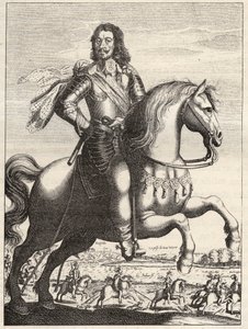 सक्सोनी वीमर (सक्सोनी-वीमर) (1604-1639) के बर्नार्ड का पोर्ट्रेट ड्यूक बर्नार्ड और रोहन के ड्यूक द्वारा जॉन ऑफ वर्थ के कब्जे के प्रतिनिधित्व के साथ। 17 वीं शताब्दी की नक्काशी। निजि संग्रह। द्वारा अनाम अनाम