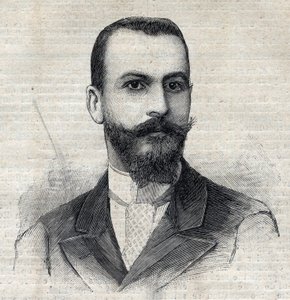 कासिमिर मैस्त्रे का पोर्ट्रेट (1867-1957) अफ्रीका में फ्रांसीसी खोजकर्ता। "" ले प्यूट पेरिसियन "" में उत्कीर्णन द्वारा अनाम अनाम