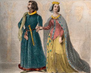 फ्रांस के लुई इलेवन के साथ फ्रांस की रानी शेर्लोट डी सावोई (1441-1483) का पोर्ट्रेट, जिसे प्रूडेंट (1423-1483) के नाम से जाना जाता है। 1859 से "" ले मोंडे में उत्कीर्णन। सबसे दूरस्थ समय से लेकर आज तक सभी लोगों का इतिहास ”। एमई डे लॉस्टलॉट-बाचौ द् द्वारा अनाम अनाम