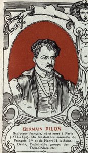जर्मेन पिलोन का पोर्ट्रेट (1535-1590), फ्रांसीसी मूर्तिकार। 1914 से उत्कीर्णन। निजी संग्रह। द्वारा अनाम अनाम