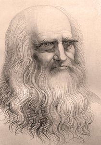 लियोनार्डो दा विंची (लियोनार्ड डी विंची) का पोर्ट्रेट (1452 - 1519) उनके सेल्फ-पोर्ट्रेट से। द्वारा अनाम अनाम