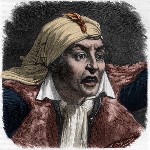 मराट का पोर्ट्रेट (1743-1793) - जीन-पॉल (जीन पॉल) मराट (1743-1793) राजनेता, फ्रांसीसी पत्रकार का चित्र - अल्फोंस डी लैमार्टिन (1790-1869) 1865-1866 द्वारा "हिस्टोइरे डेस गिरोंडिन्स" में उत्कीर्णन - निजी संग्रह द्वारा अनाम अनाम