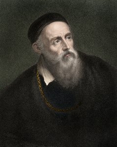 टिटियन का पोर्ट्रेट (1490-1576), टिज़ियानो वेसेलियो, विनीशियन चित्रकार, द्वारा अनाम अनाम