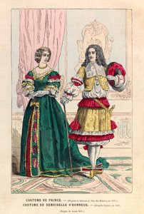 लुई XIV (1638-1715) के शासनकाल में राजकुमार की पोशाक और दुल्हन की पोशाक - निजी संग्रह द्वारा अनाम अनाम